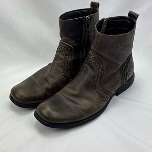 Bed Stu Men's Dark Brown Leather Chukka Zip Boots